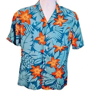 Vintage 1970s TROPICALLY YOURS Mens Hawaiian Shirt Floral Tropical Aloha Sz smal